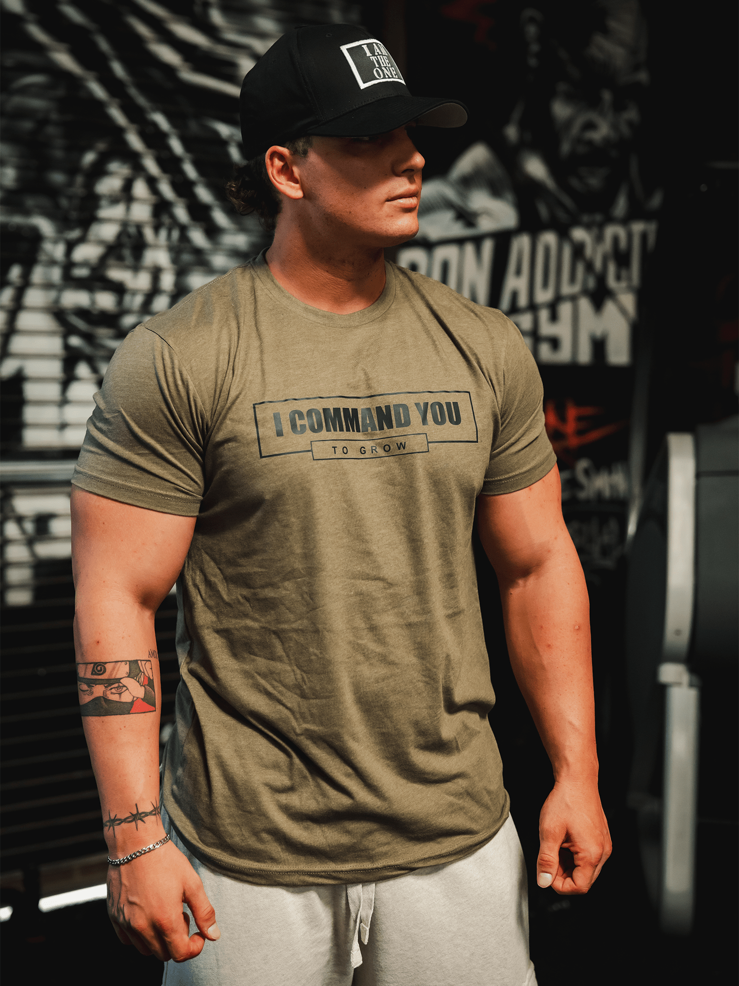 Gym Clothing Iron Addicts I Command You To Grow Workout Clothes CT Fletcher Military Green