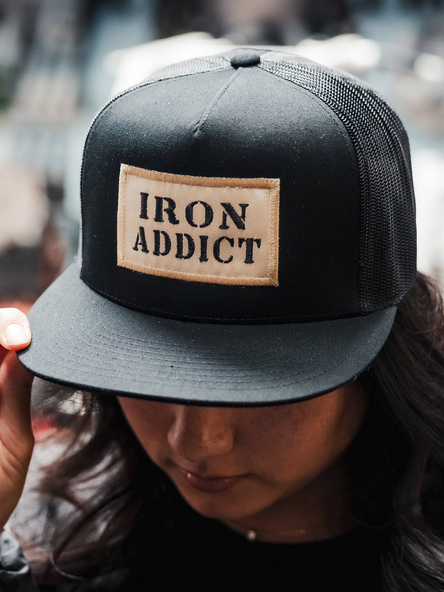 Snapback Hat Unisex Iron Addict Black and Gold 