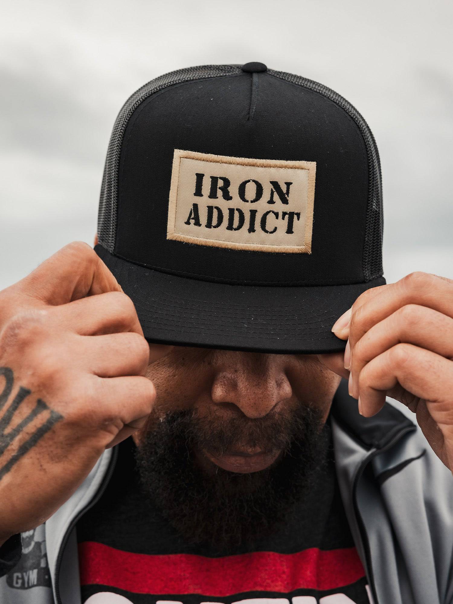 Snapback Hat Iron Addict Black and Gold Iron Addicts Brands CT Fletcher